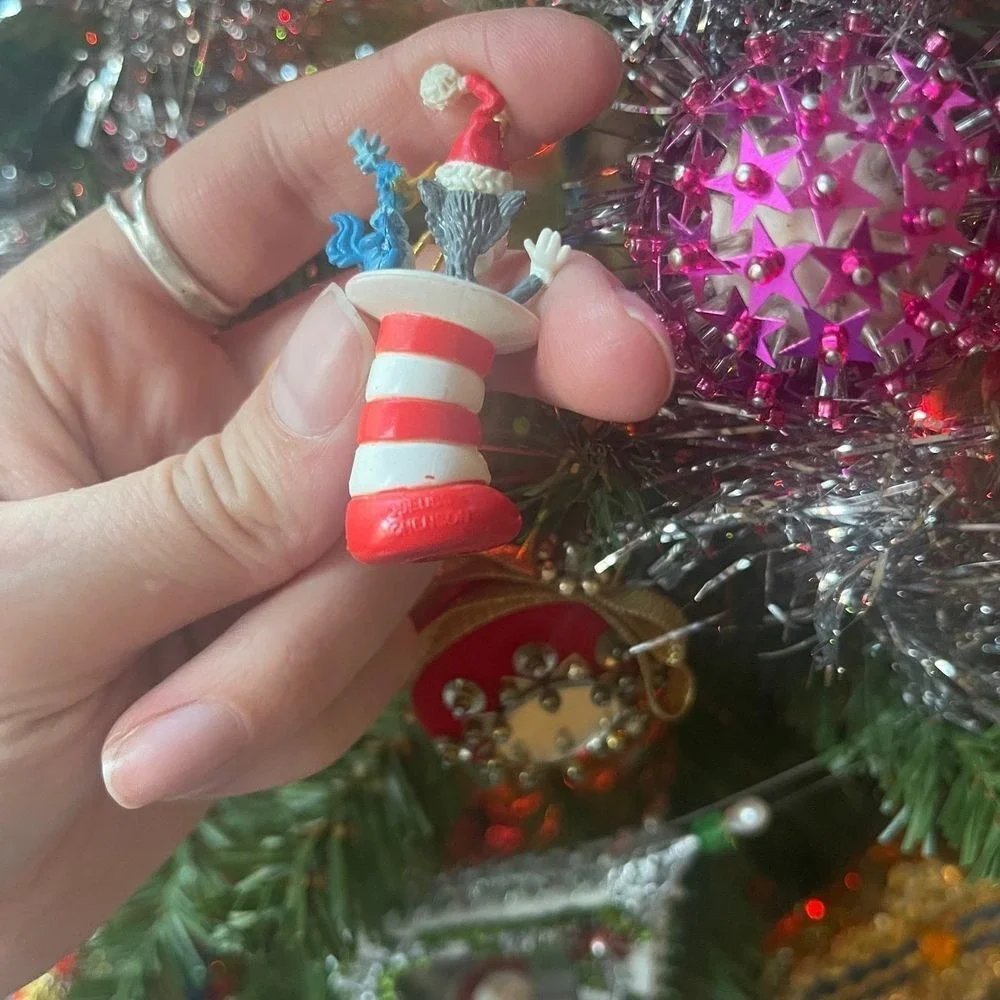 VTG Enesco Dr Seuss Cat In The Hat Miniature Christmas Ornaments‎